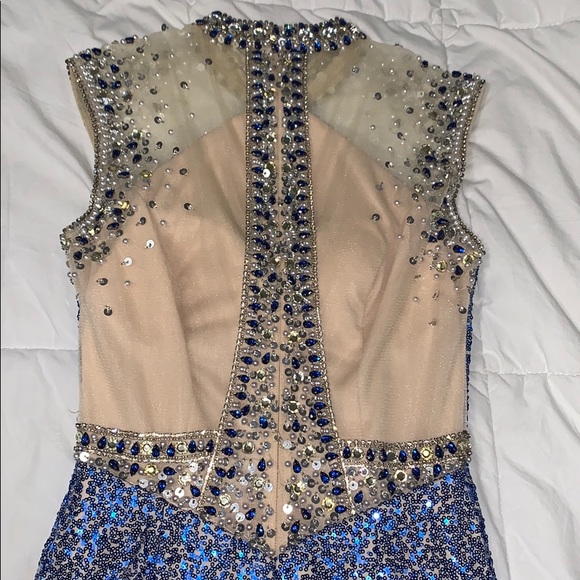 Silver and Blue Sequin Gown - Picture 4 of 5
